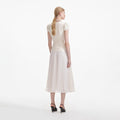 Cream Boucle Bow Detail Midi Dress