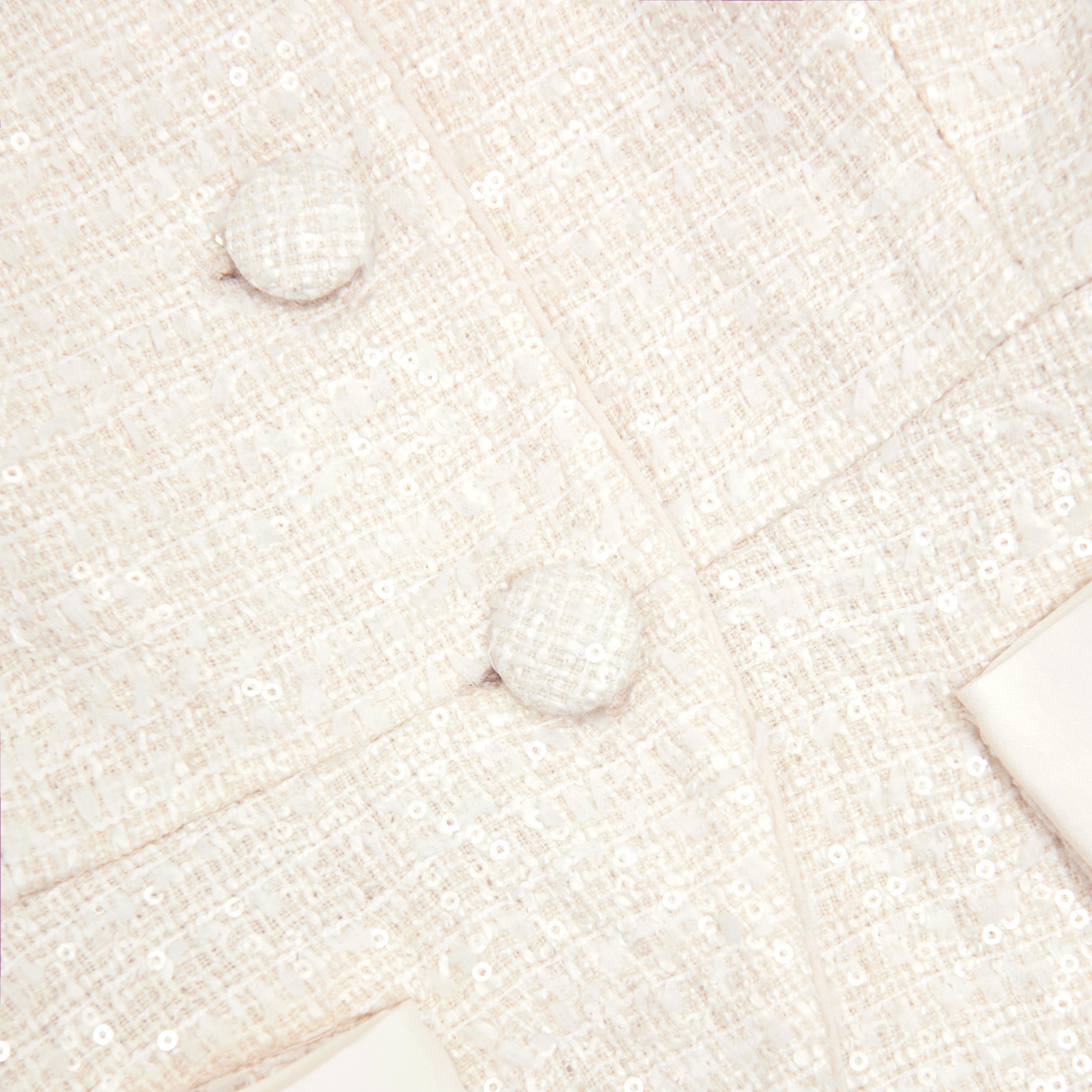 Cream Boucle Bow Detail Top