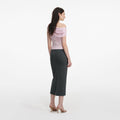 Pink Rhinestone Lace Drape Top