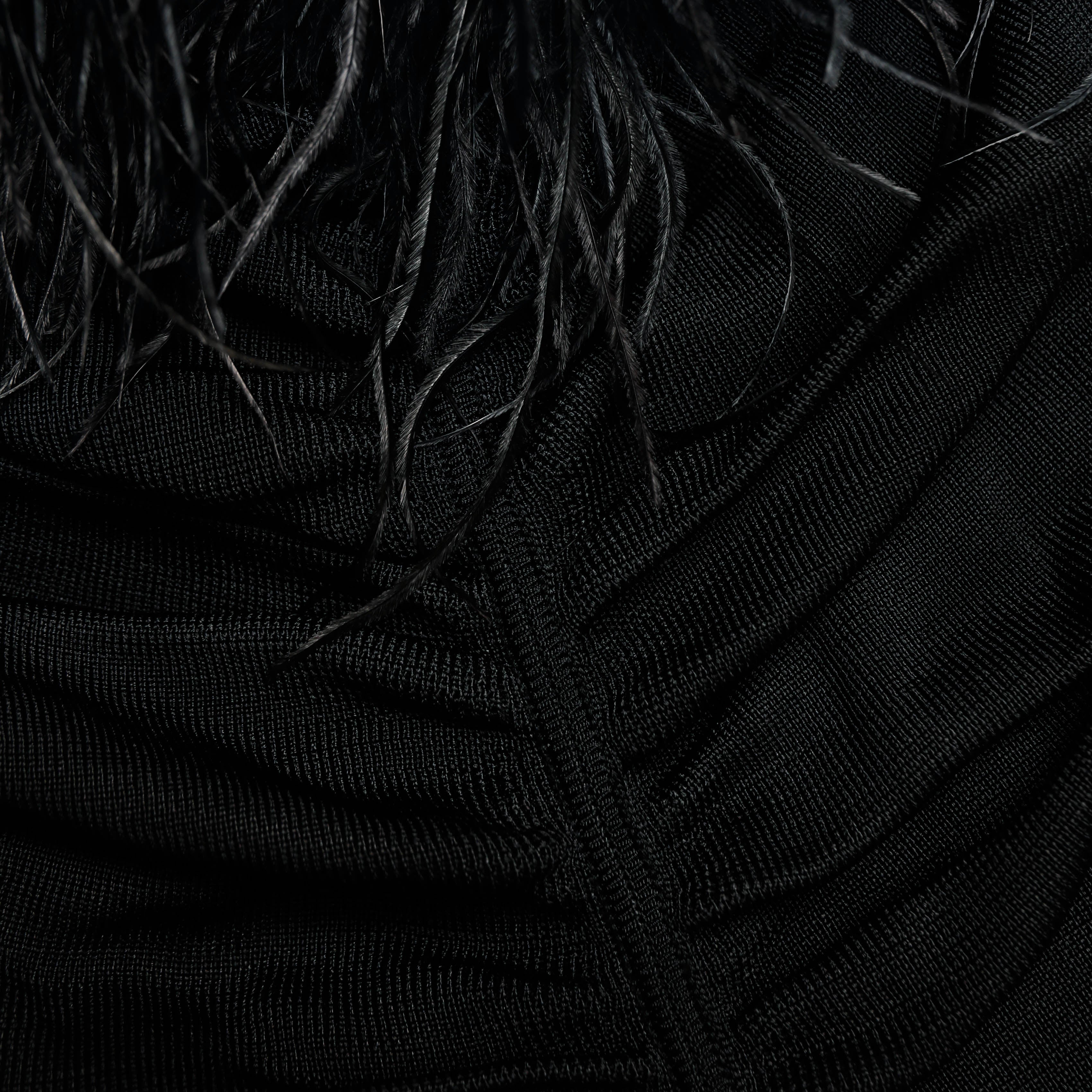 Black Feather Viscose Knit Mini Dress