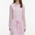Pink Pleated Georgette Midi Dress
