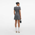 Grey Herringbone Collared Mini Dress
