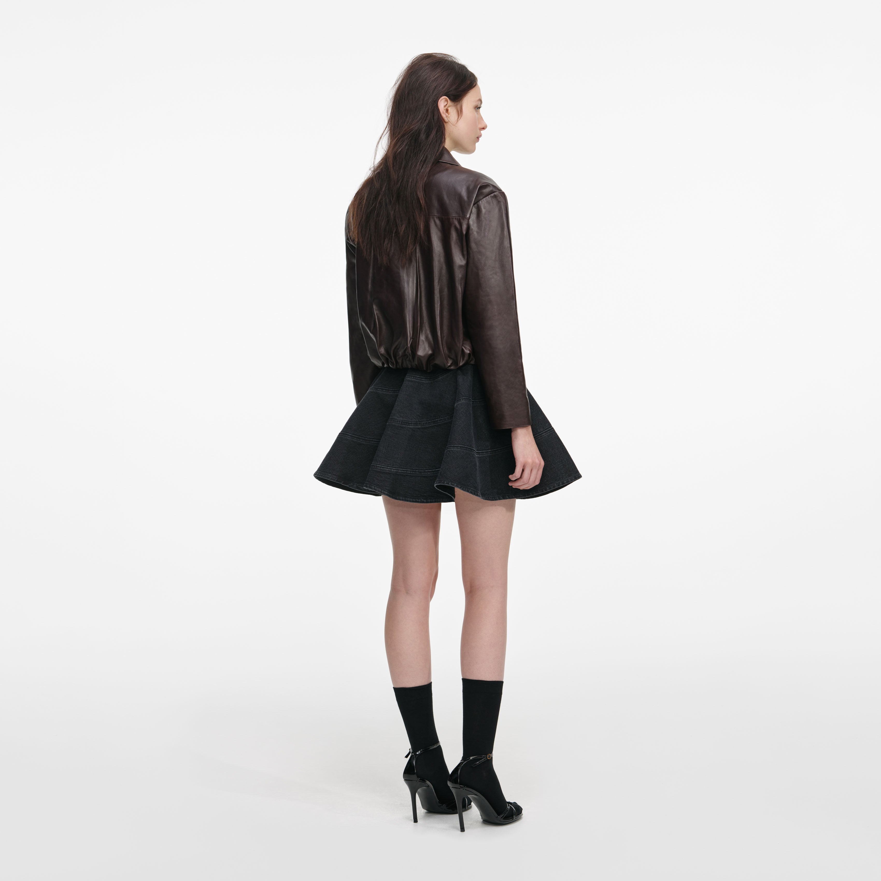 Brown Cropped Leather Jacket