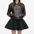 Brown Cropped Leather Jacket
