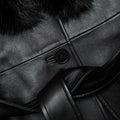 Black Leather Faux Fur Collared Coat