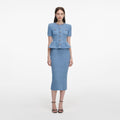 Blue Peplum Knit Midi Dress