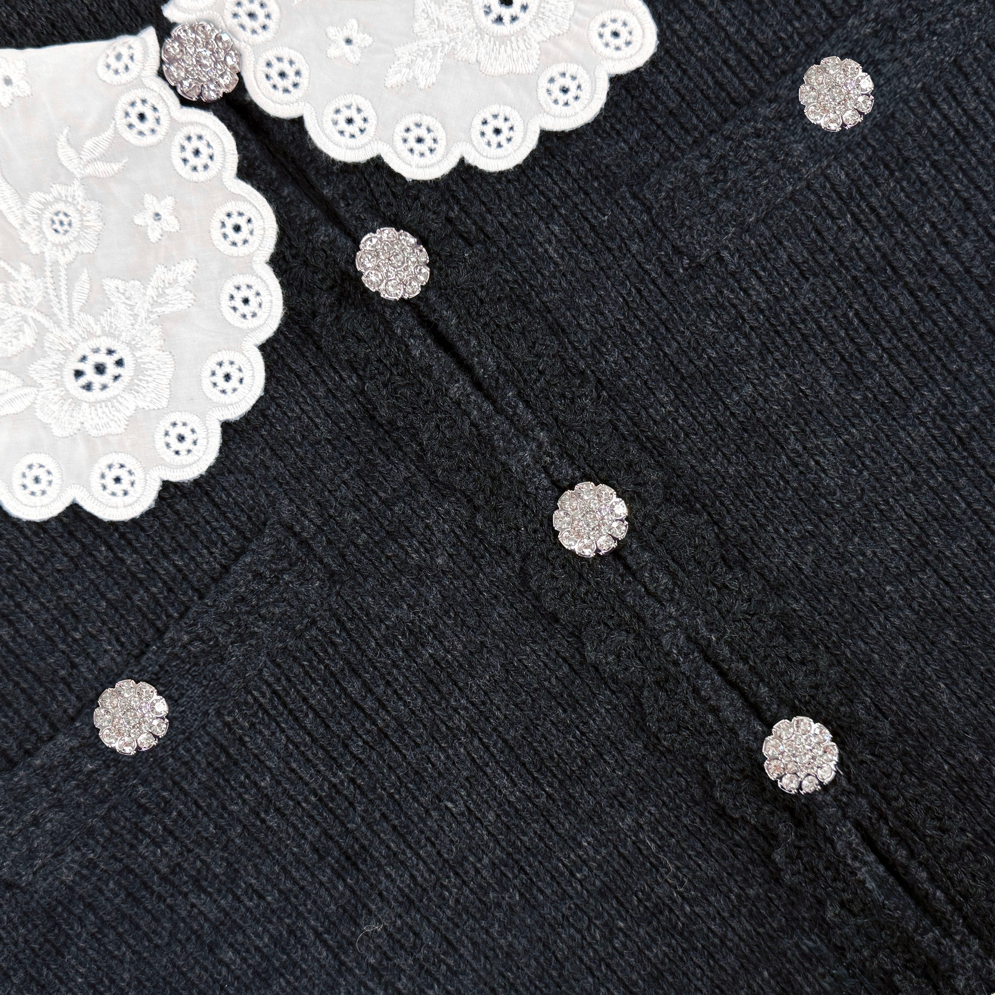 Charcoal Lace Collar Cardigan