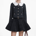 Charcoal Lace Collar Cardigan
