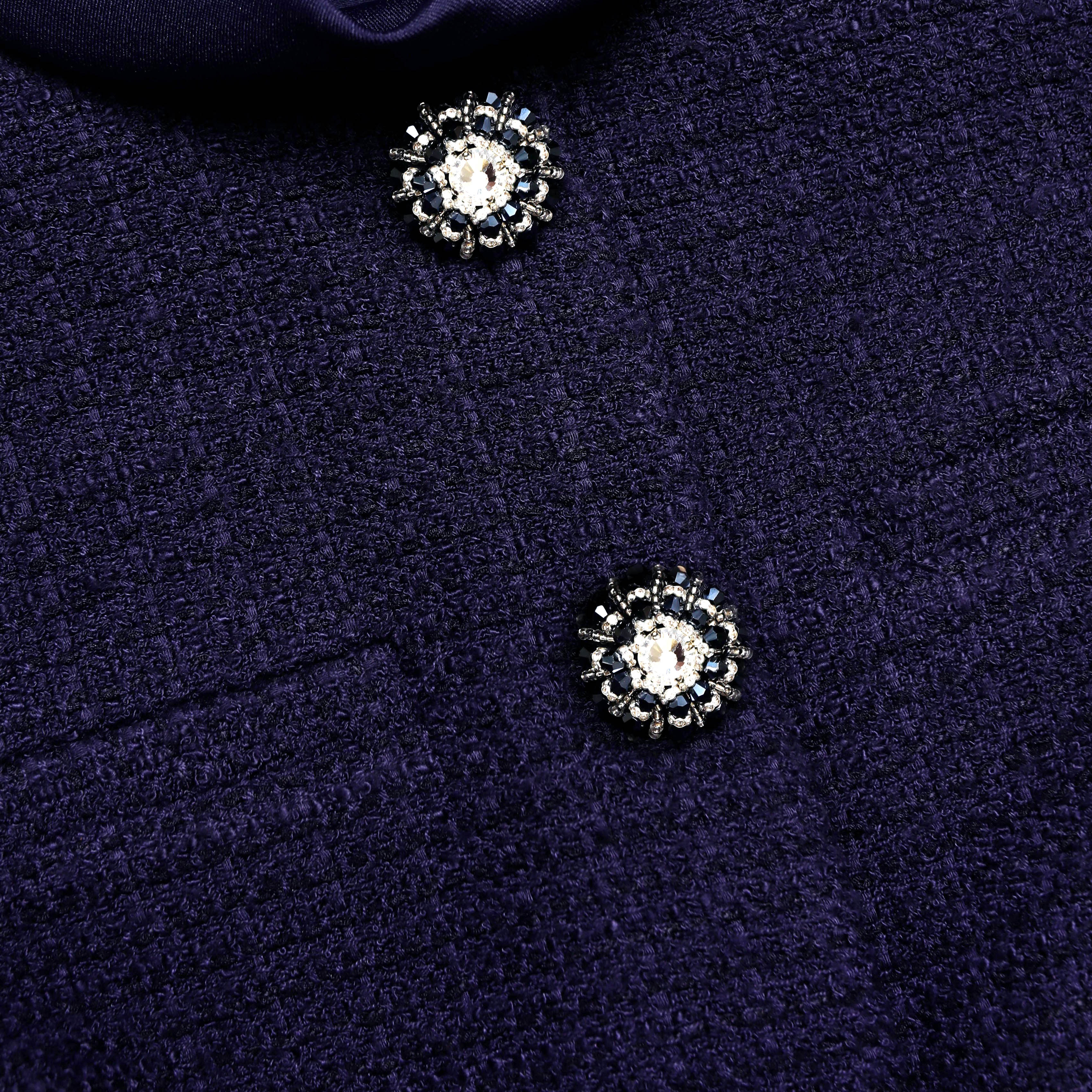 Navy Boucle Taffeta Midi Dress