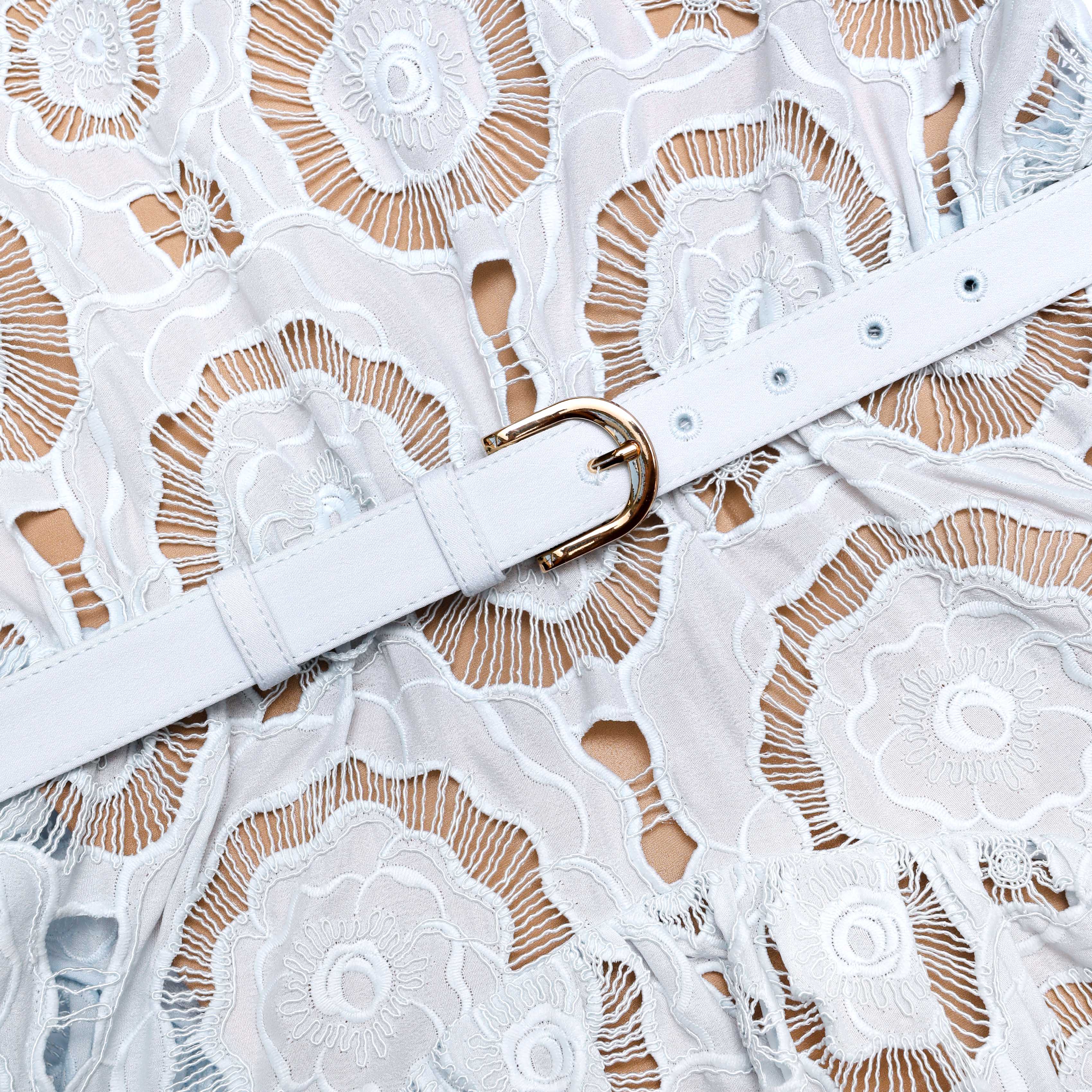 Blue Floral Lace Midi Dress