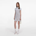 Blue Guipure Lace Mini Dress
