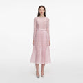 Pink Organza Lace Midi Dress