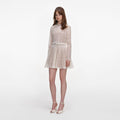 Cream Organza Lace Mini Dress