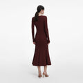 Brown Contrast Lace Knit Midi Dress