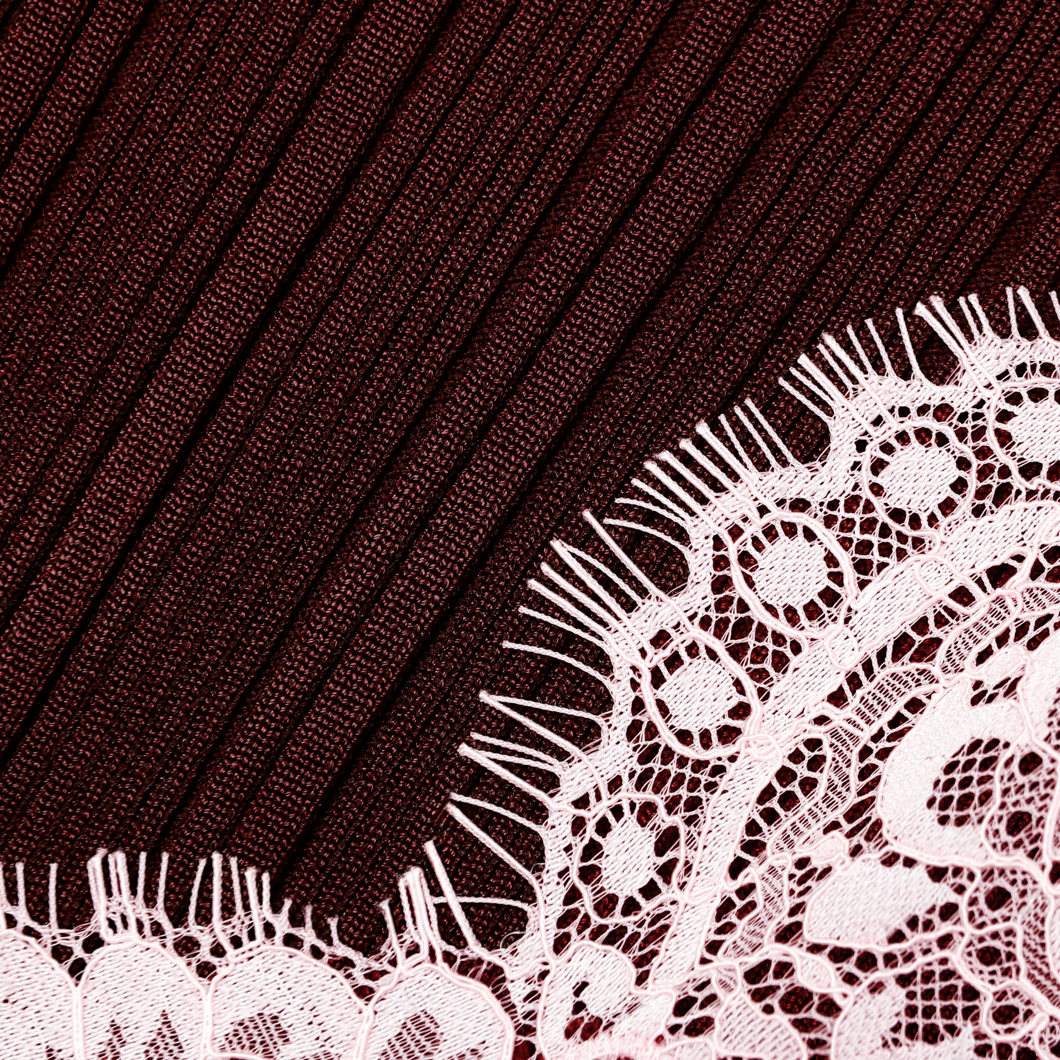 Brown Contrast Lace Knit Top