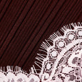 Brown Contrast Lace Knit Midi Dress