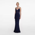 Navy Lace Georgette Maxi Dress
