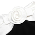 Black Crepe Flower Mini Dress