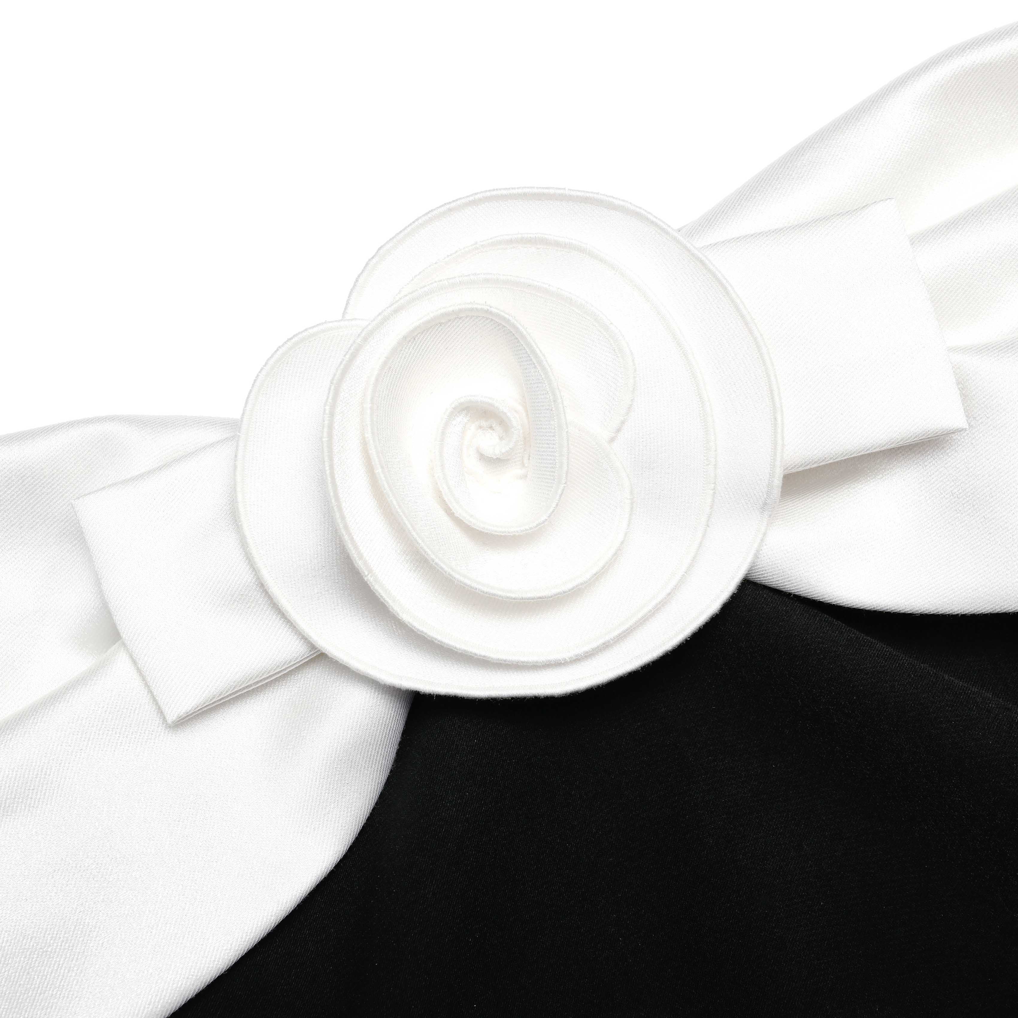 Black Crepe Flower Top
