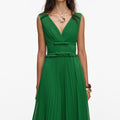 Green Chiffon Midi Dress