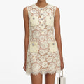 Yellow Fine Lace Mini Dress
