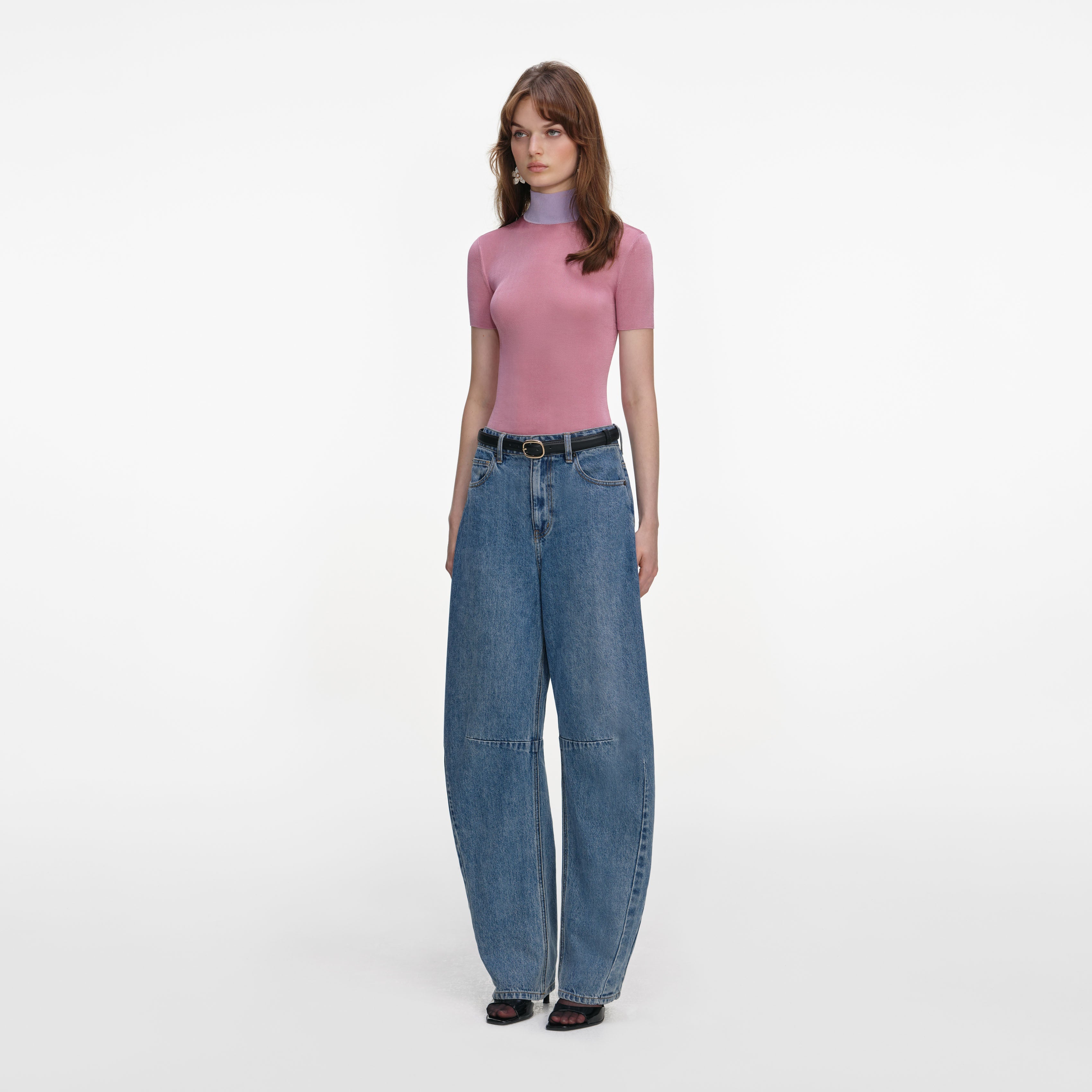 Pink Short Sleeve Viscose Knit Top