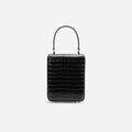 Black Croc Leather Structured Mini Bag
