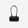 Black Croc Leather Mini Shoulder Bag