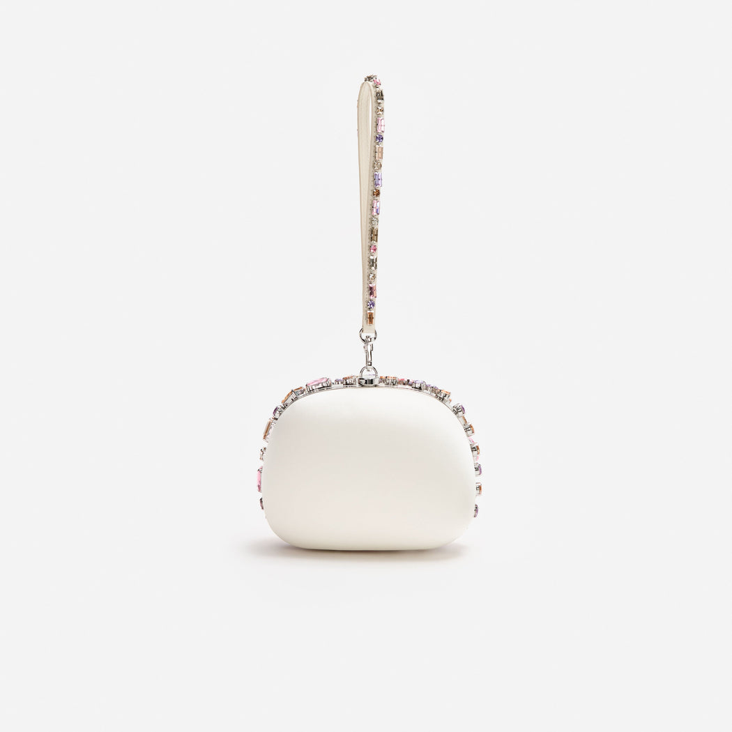 Multi Crystal Embellished Top Handle Clutch Bag