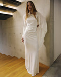 White Jersey Drape Maxi Dress