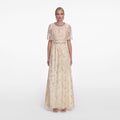 Champagne Floral Embellished Maxi Dress