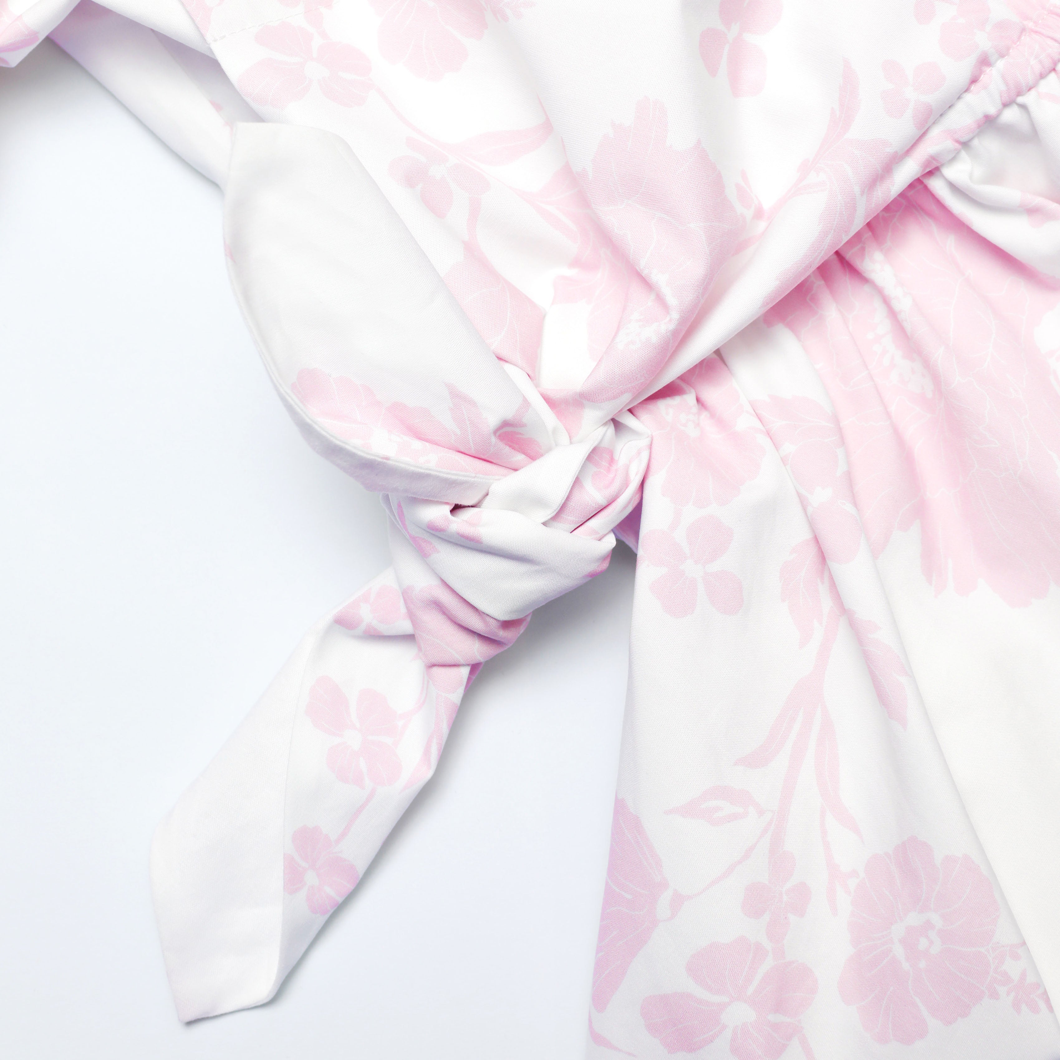 Pink Floral Cotton Drape Mini Dress