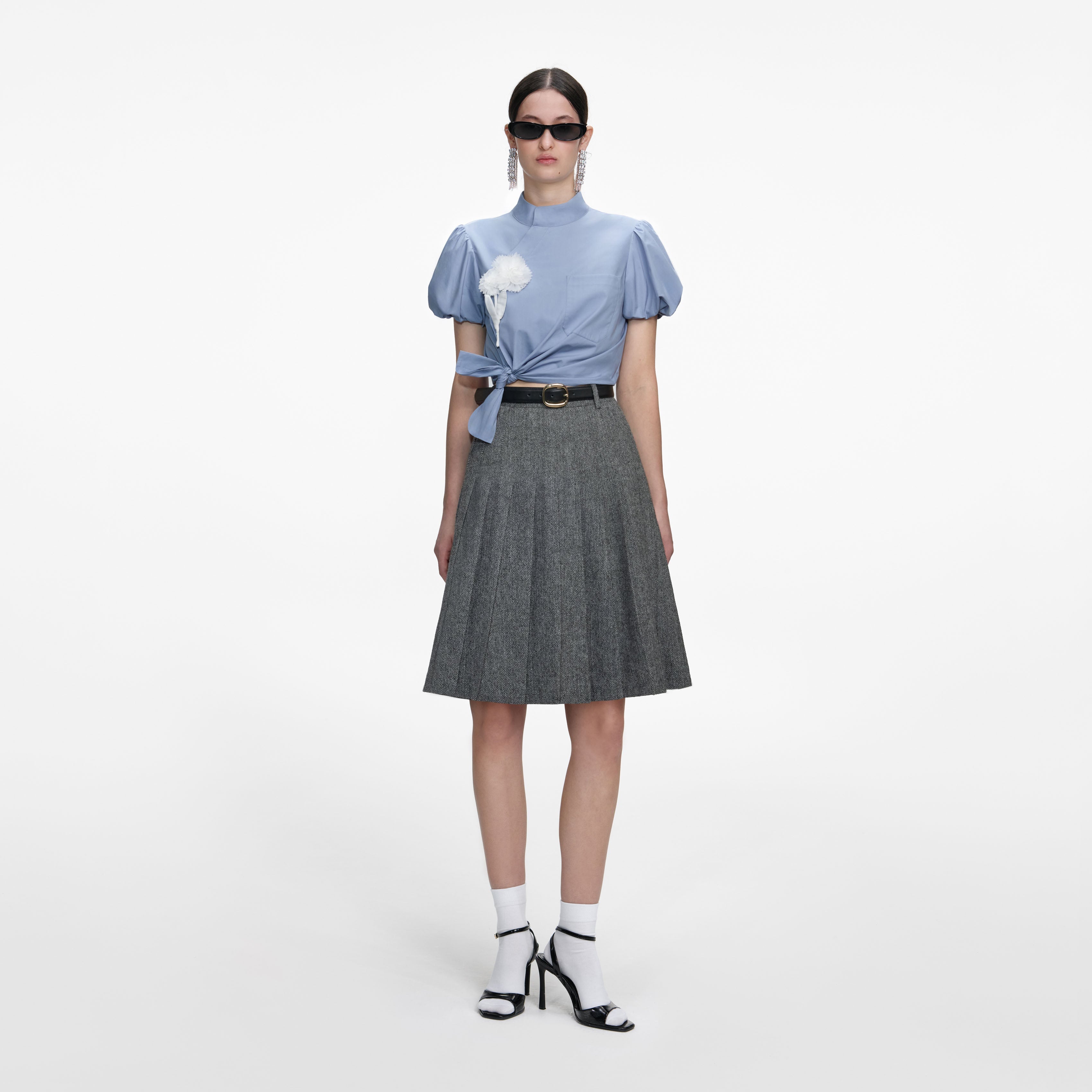 Blue Cotton Tie Side Top