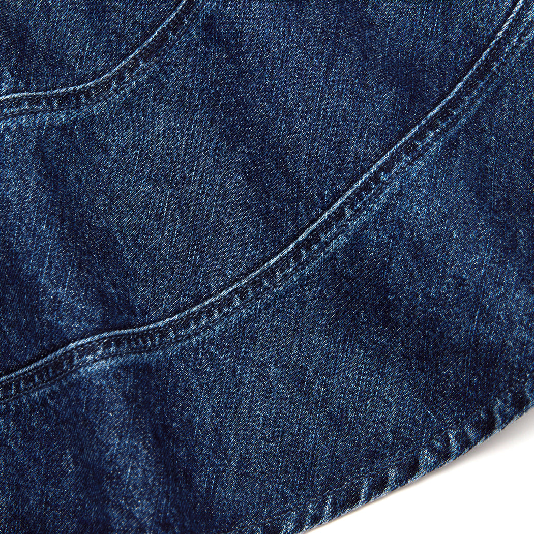A close up of the fabric for the Flared Denim Mini Skirt