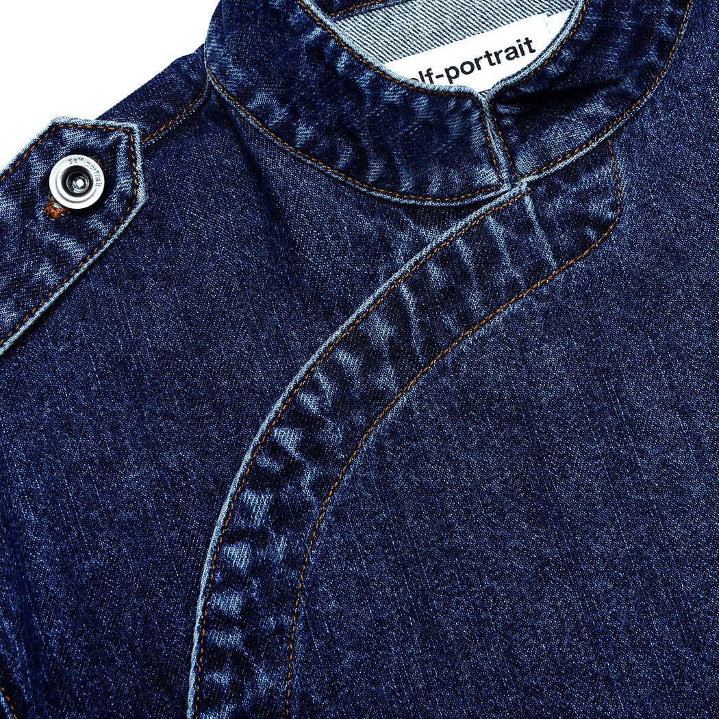 A close up of the fabric for the Denim Asymmetric Shirt