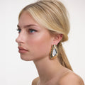 Hammered Gold Crystal Earrings