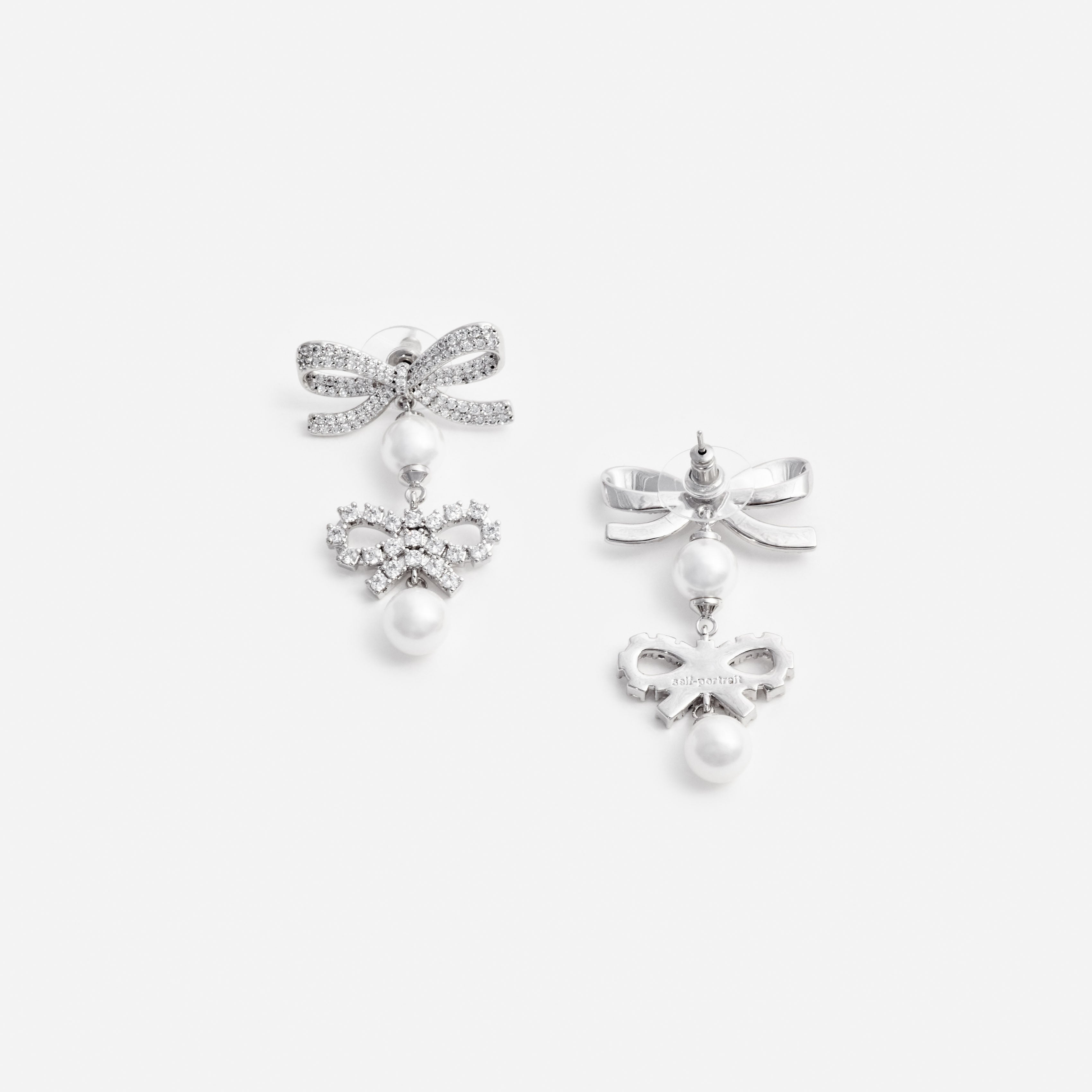 Double Bow Pearl Earrings
