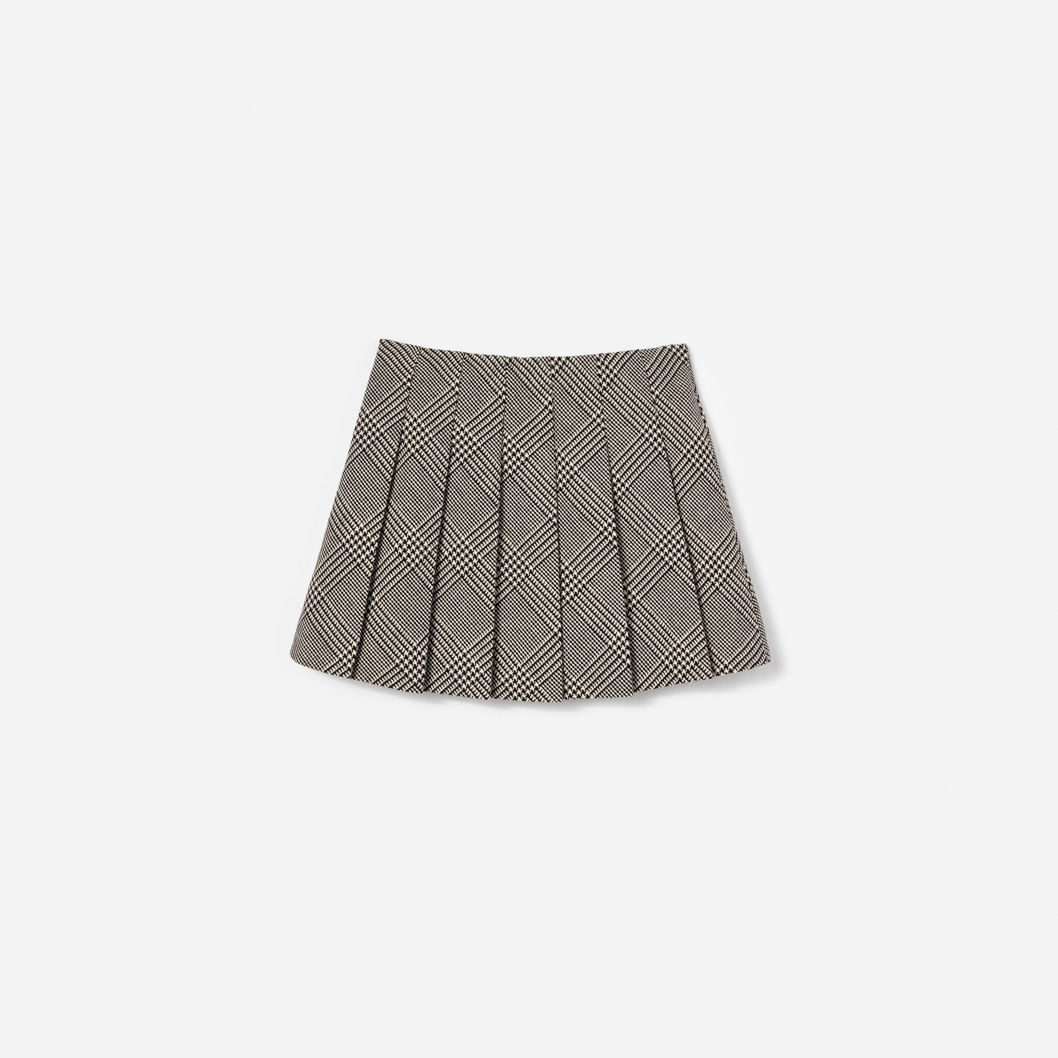 Black Check Pleated Skirt