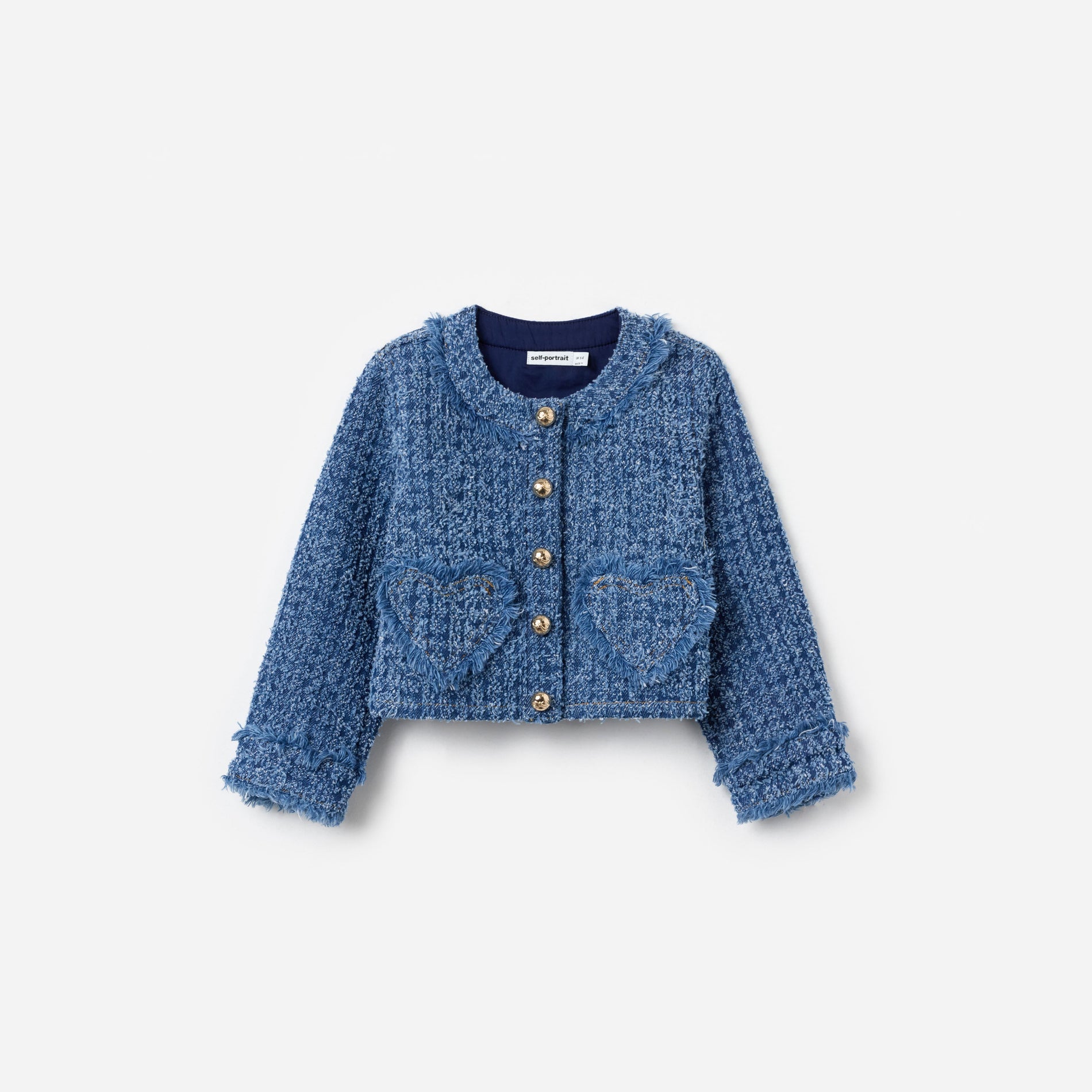 Textured Denim Heart Trim Jacket
