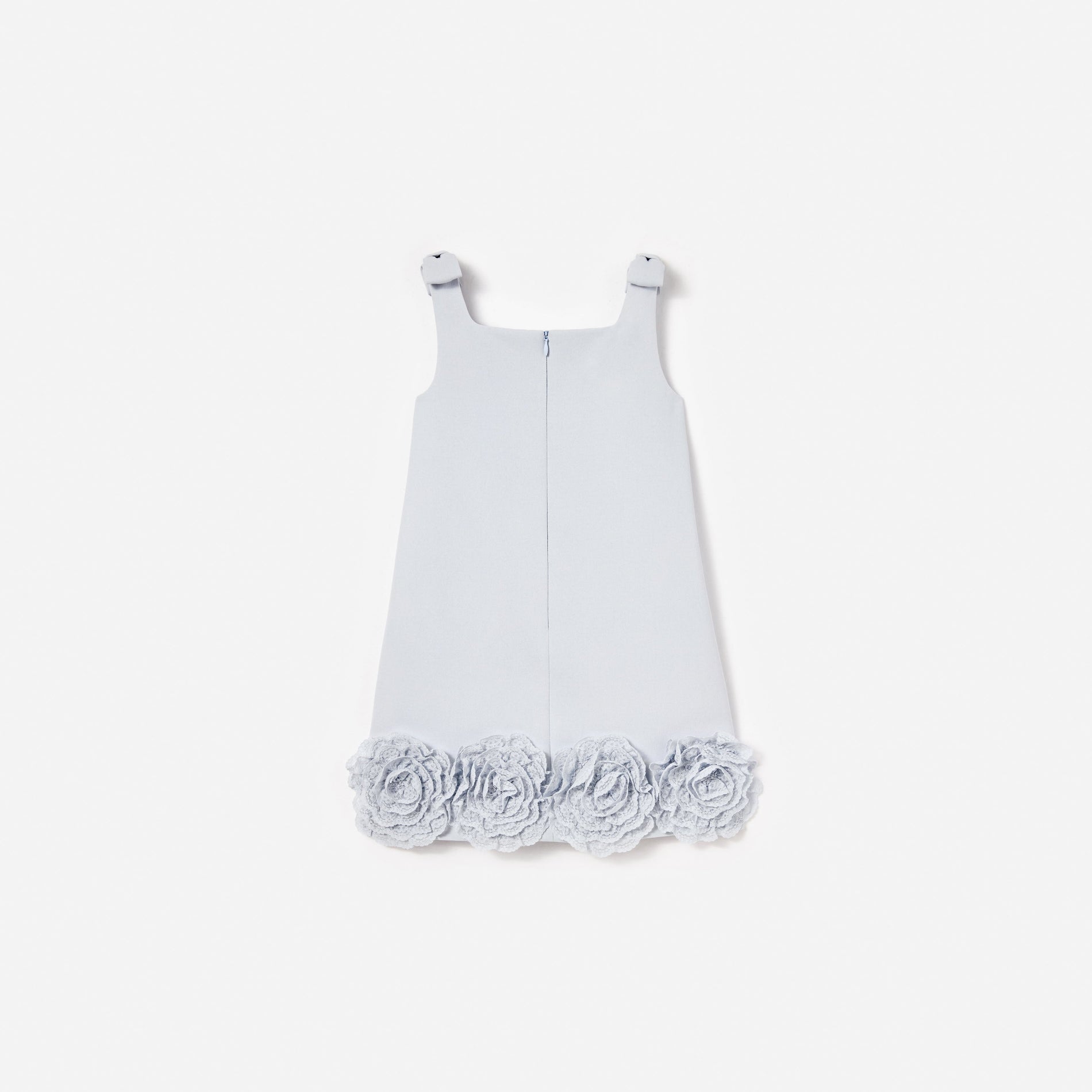 Blue Crepe Flower Dress