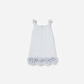 Blue Crepe Flower Dress