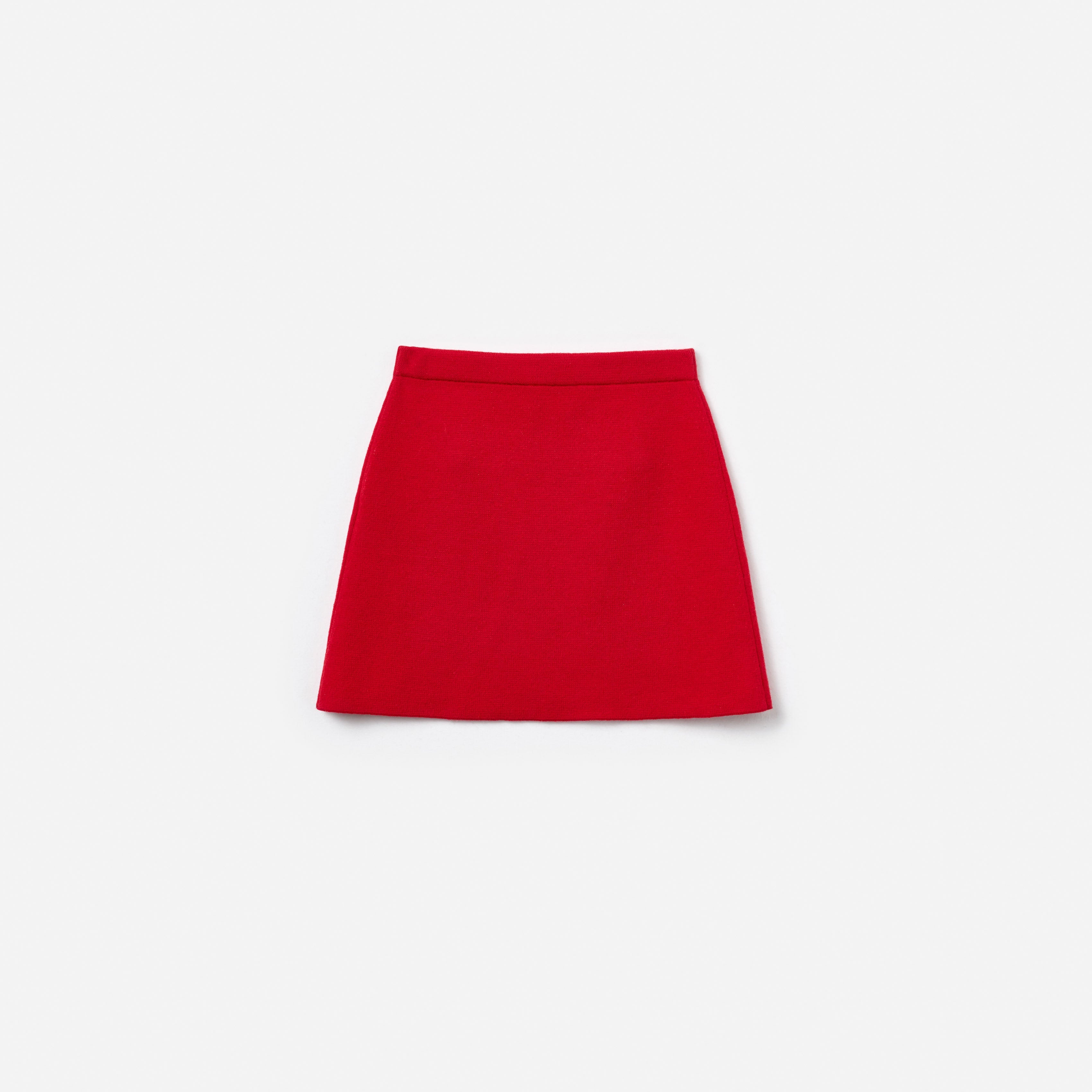 Red Flower Trim Knit Skirt