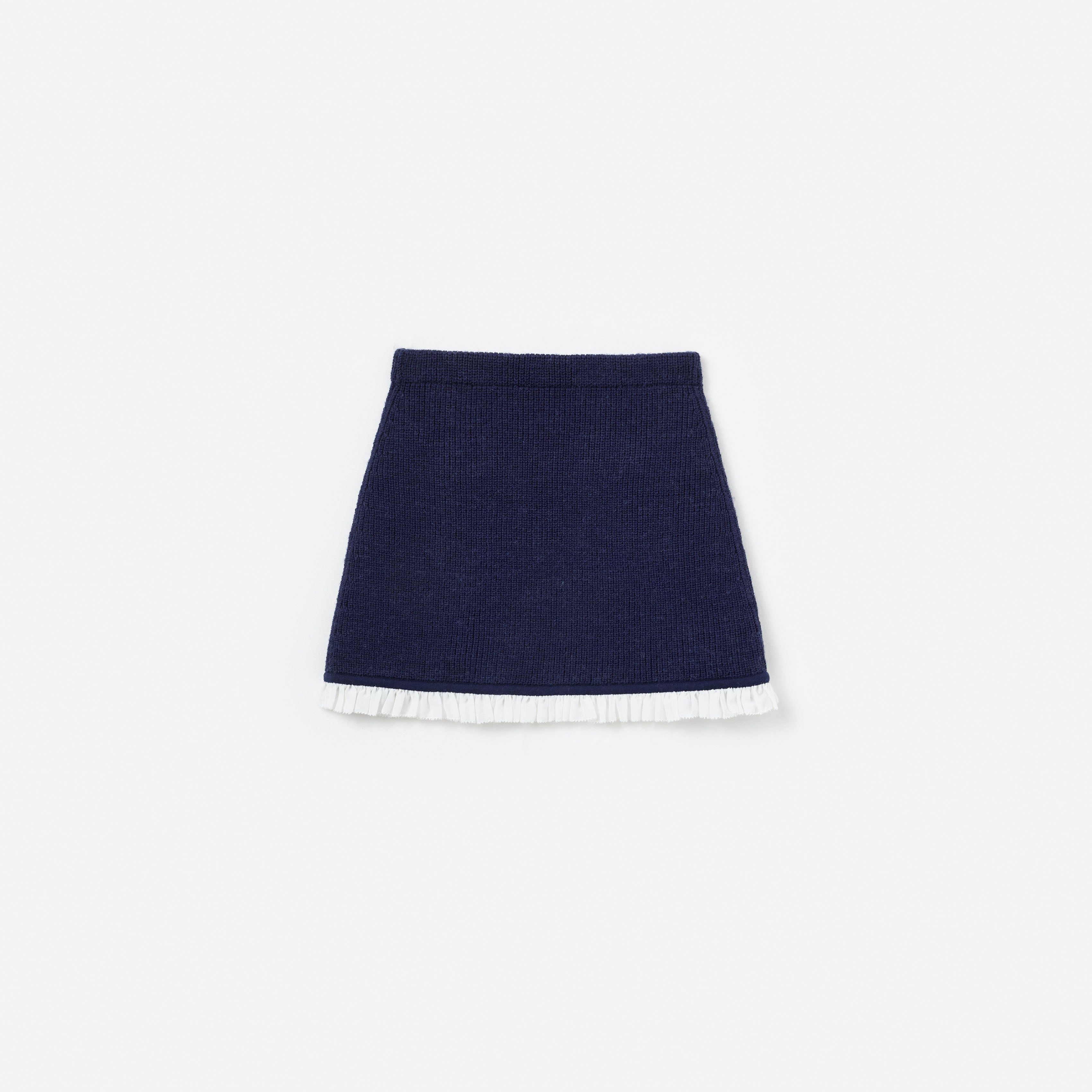Navy Embellished Knit Skirt