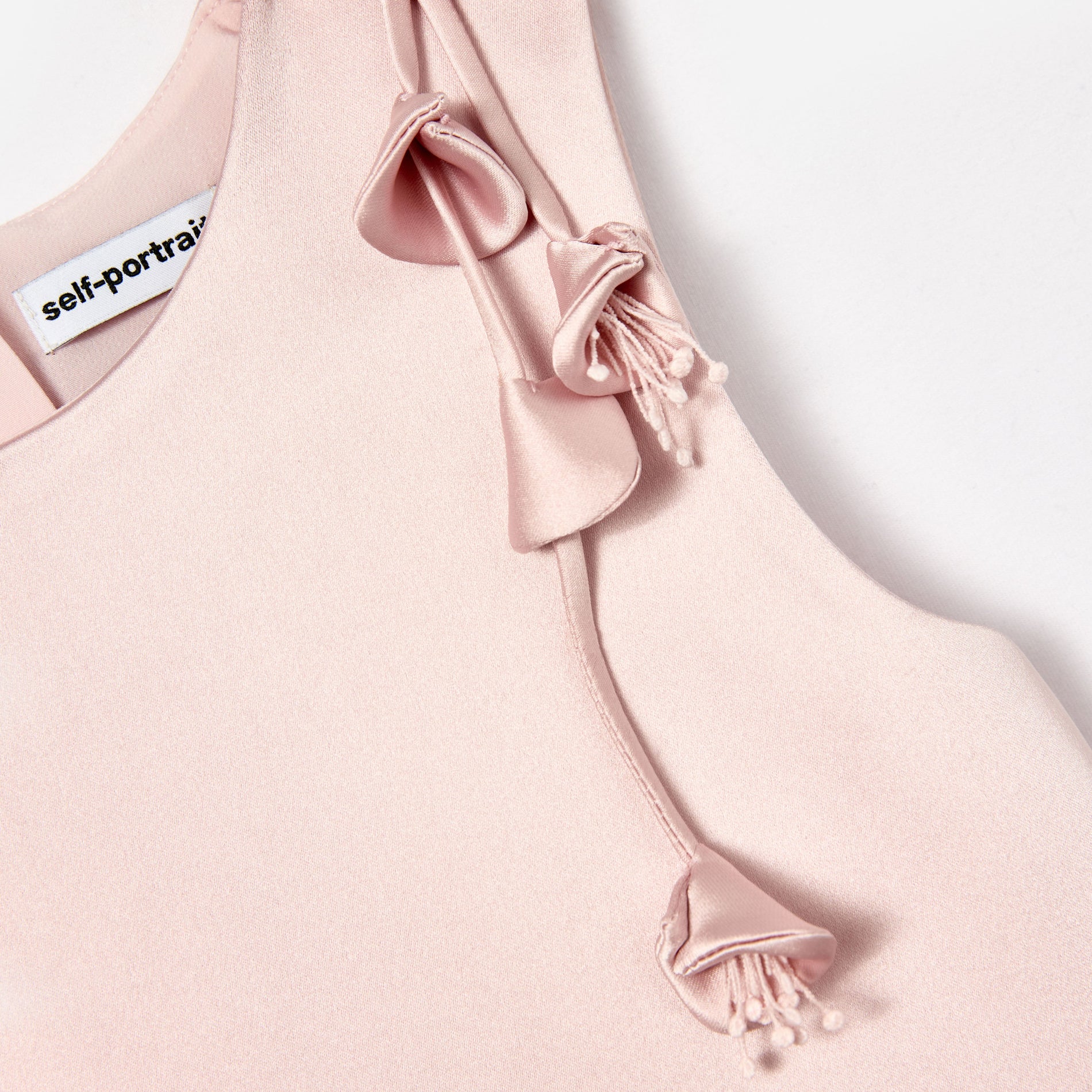 Pink Satin Sleeveless Flower Dress