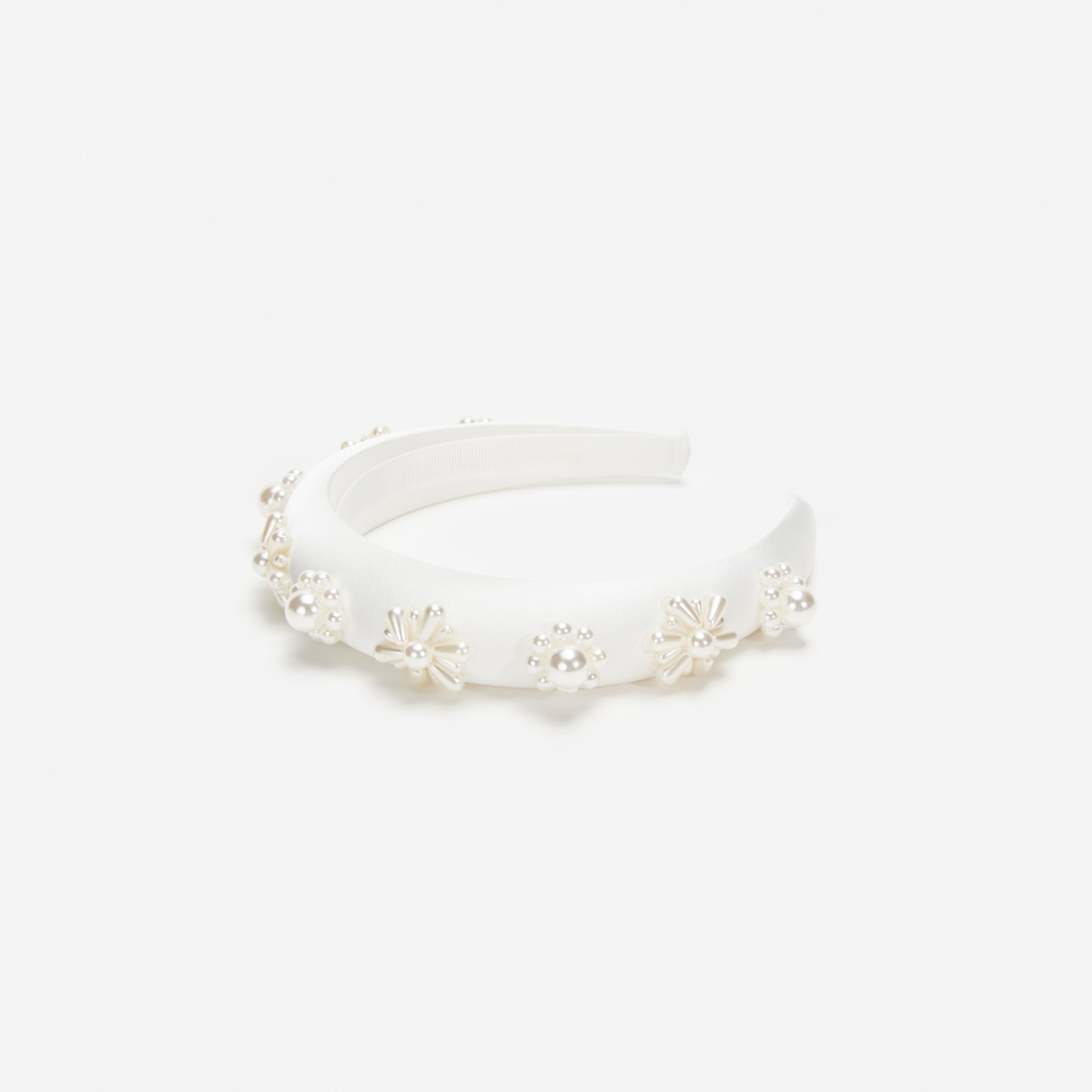 Pearl Flower Satin Head Band