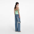 Rhinestone Denim Straight Leg Jeans