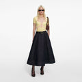 Indigo Denim Flared Midi Skirt