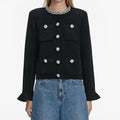 Black Crystal Button Cardigan