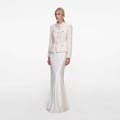 Cream Boucle Collared Maxi Dress