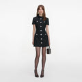Black Boucle Collared Mini Dress